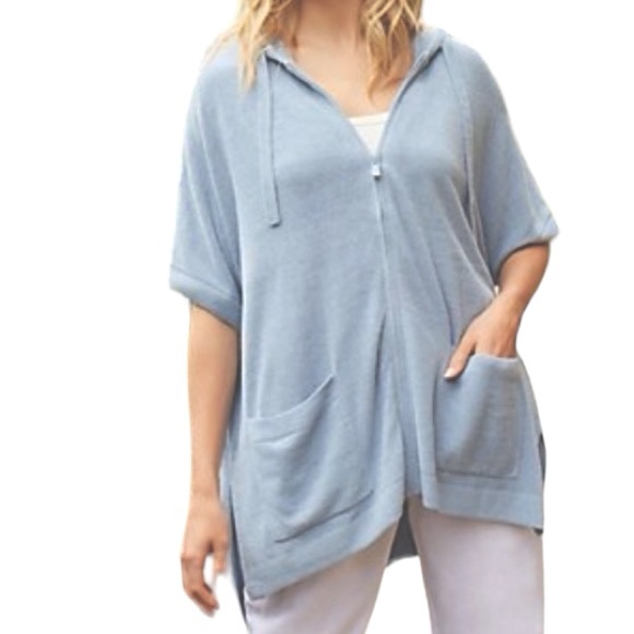 BAREFOOT DREAMS CozyChic Ultra Lite Zippered Hoodie Short Sleeve size L/XL - Picture 1 of 10